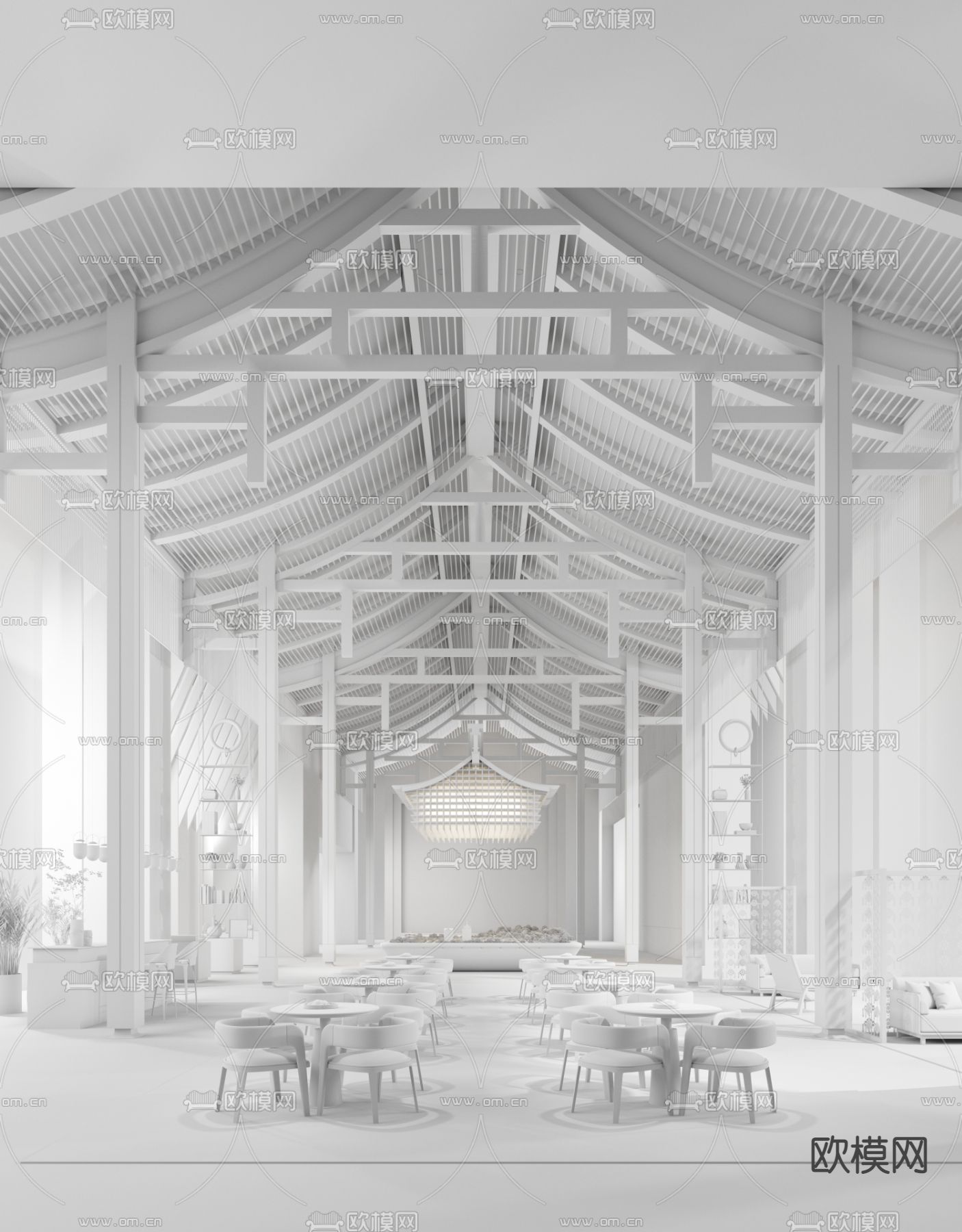 树美设计 万达·贵阳小关售楼处3d模型下载（渲染图2）