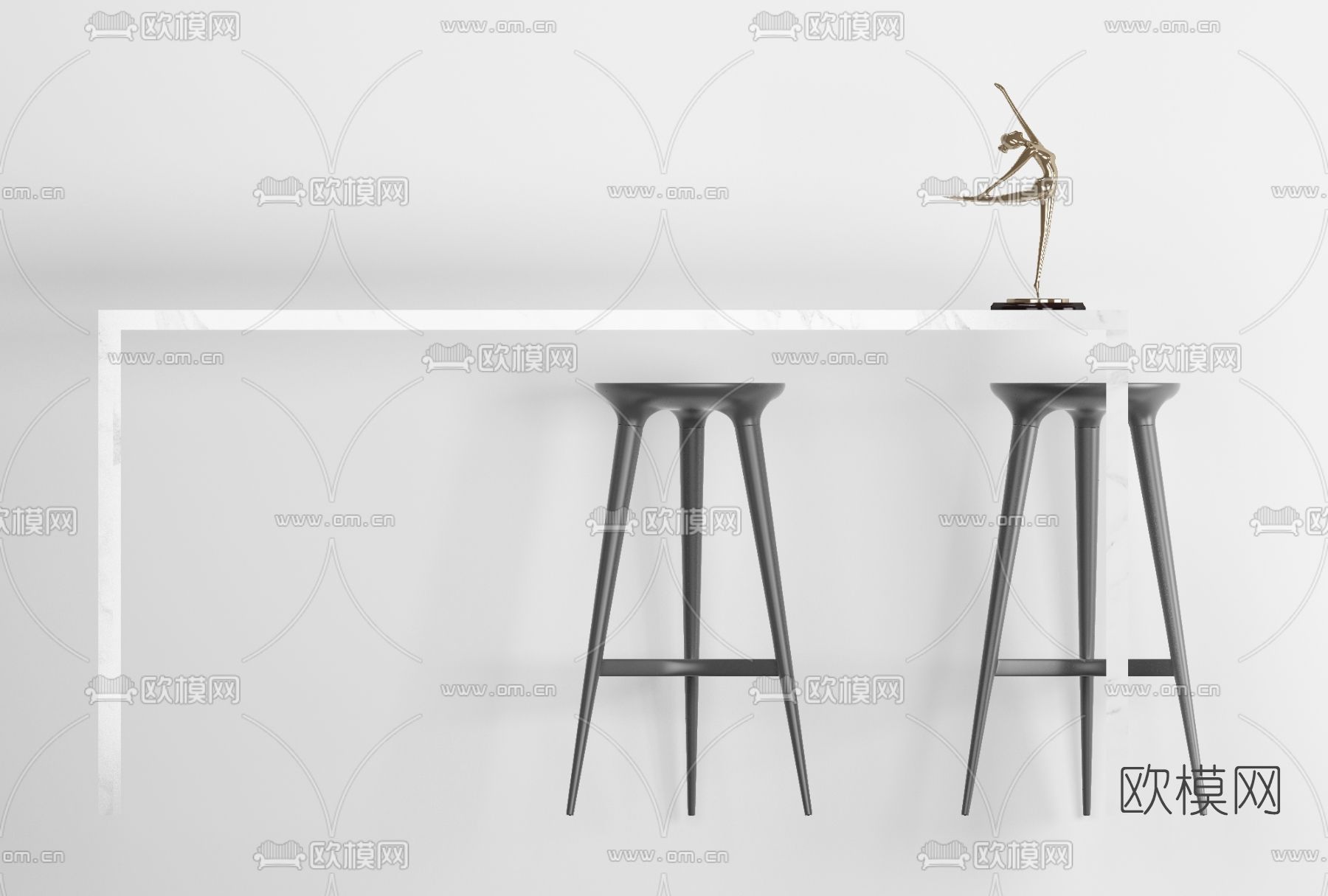 现代吧台吧台椅免费3d模型下载