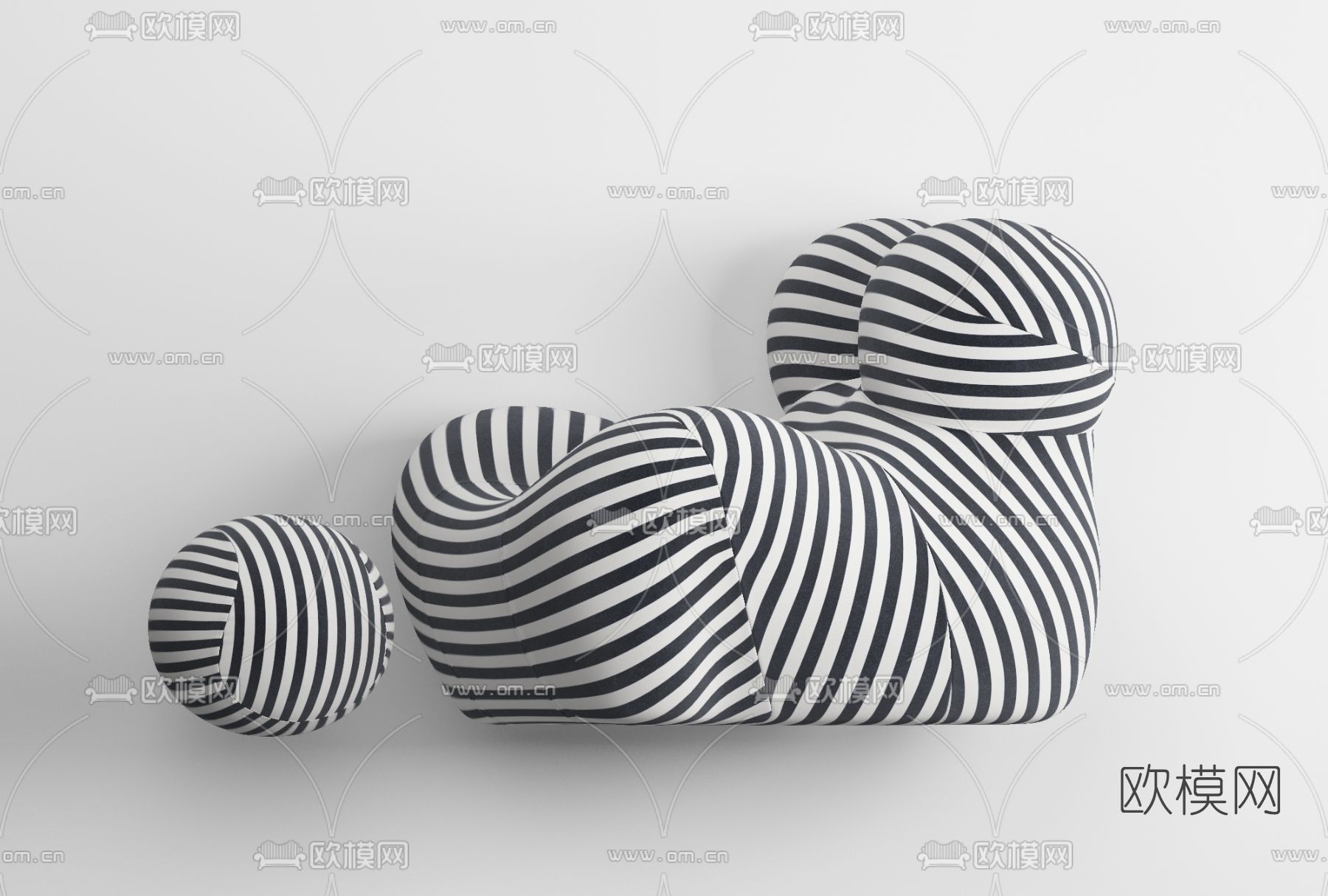 现代布艺懒人沙发免费3d模型下载