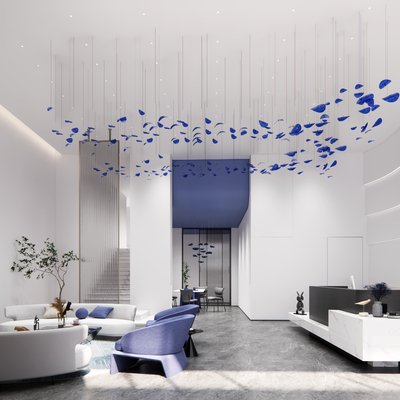  现代美容院大堂su模型 