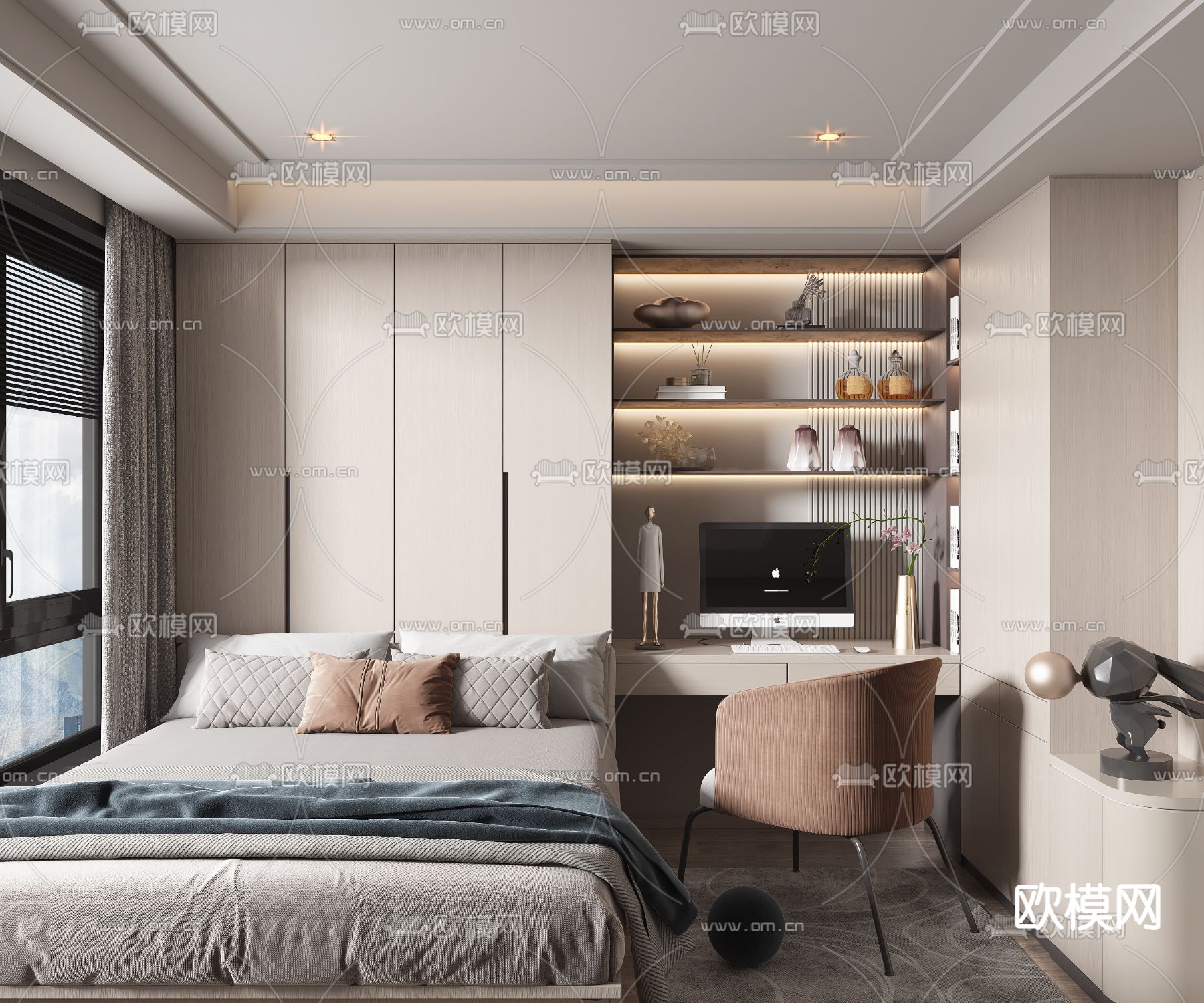 现代榻榻米卧室3d模型下载