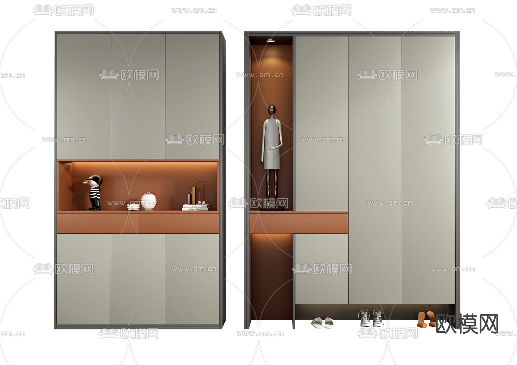现代玄关鞋柜su模型下载（渲染图1）