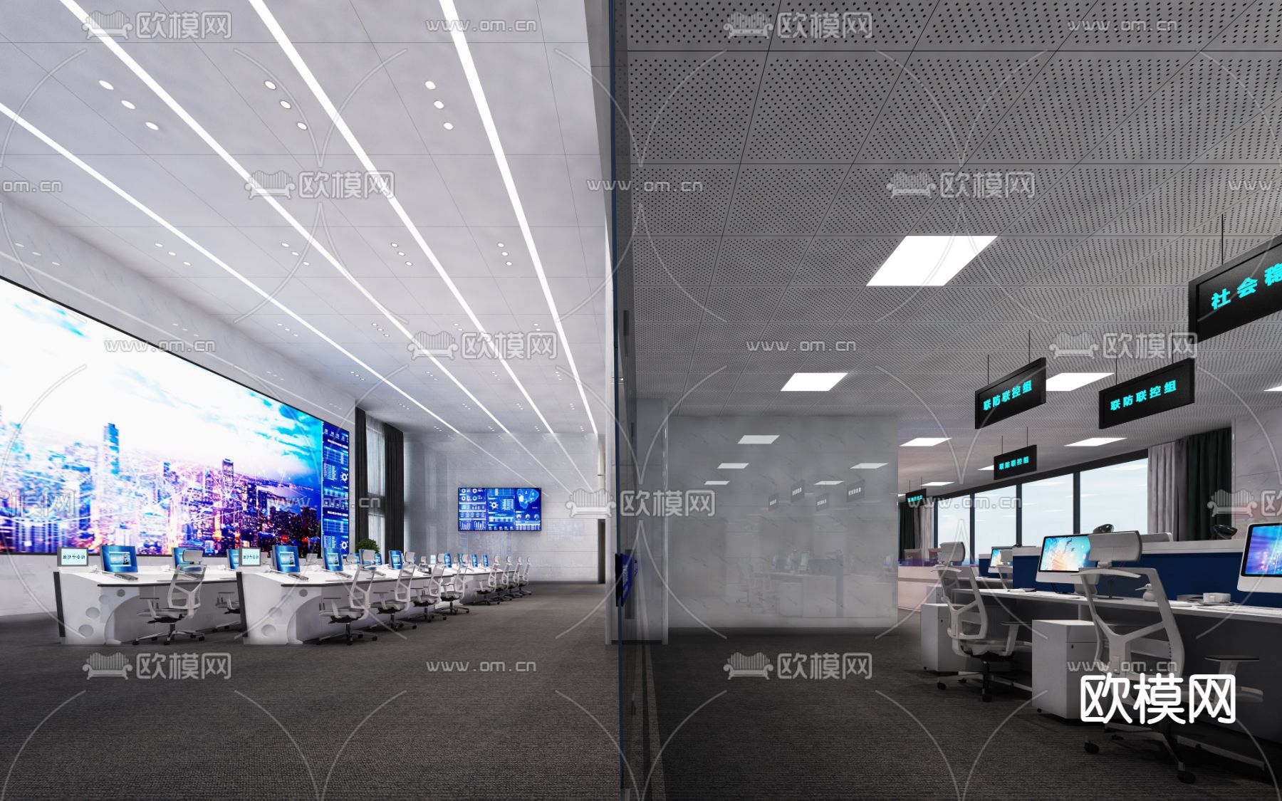 现代指挥中心免费3d模型下载（渲染图4）