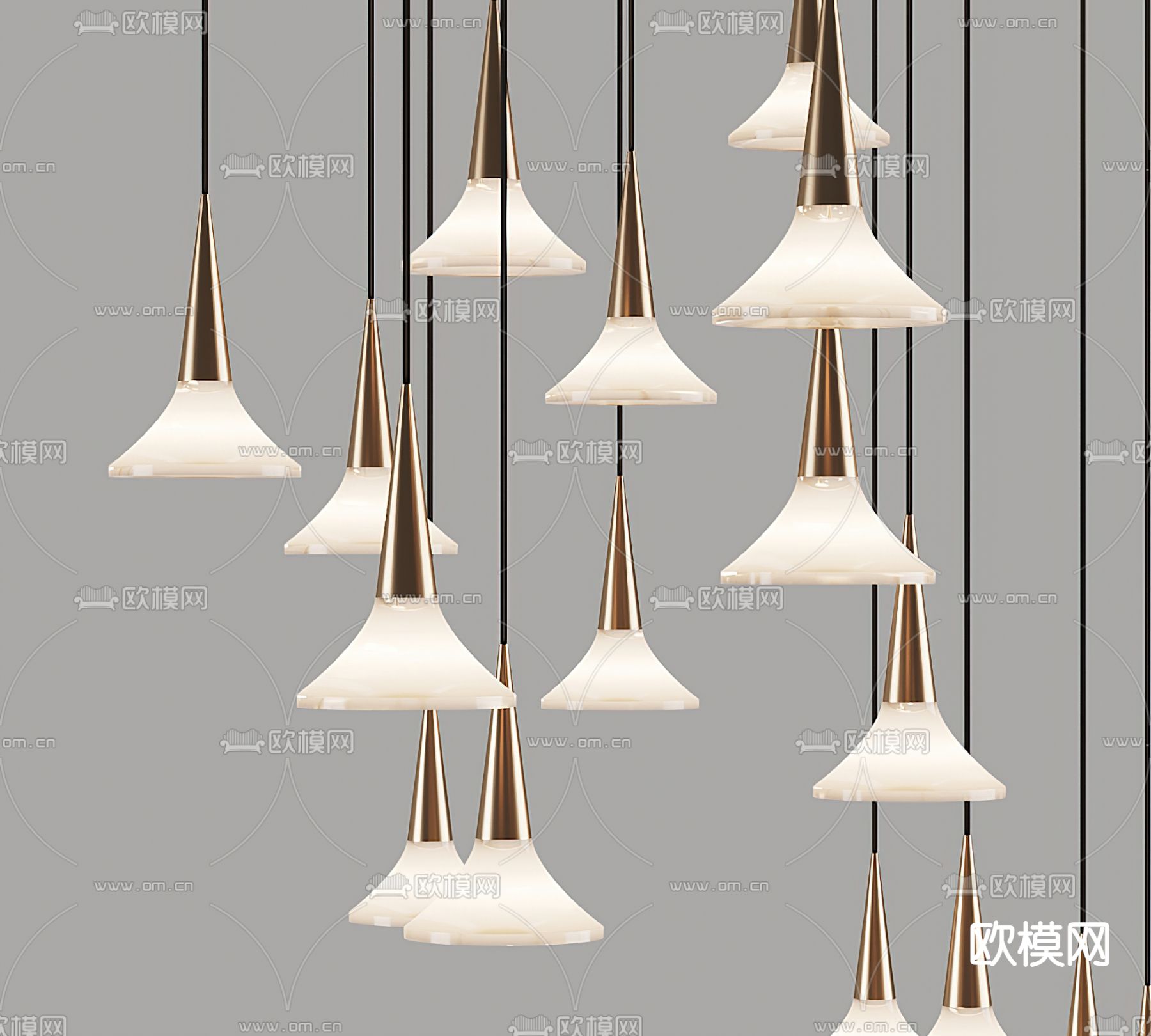 现代金属装饰吊灯3d模型下载（渲染图2）