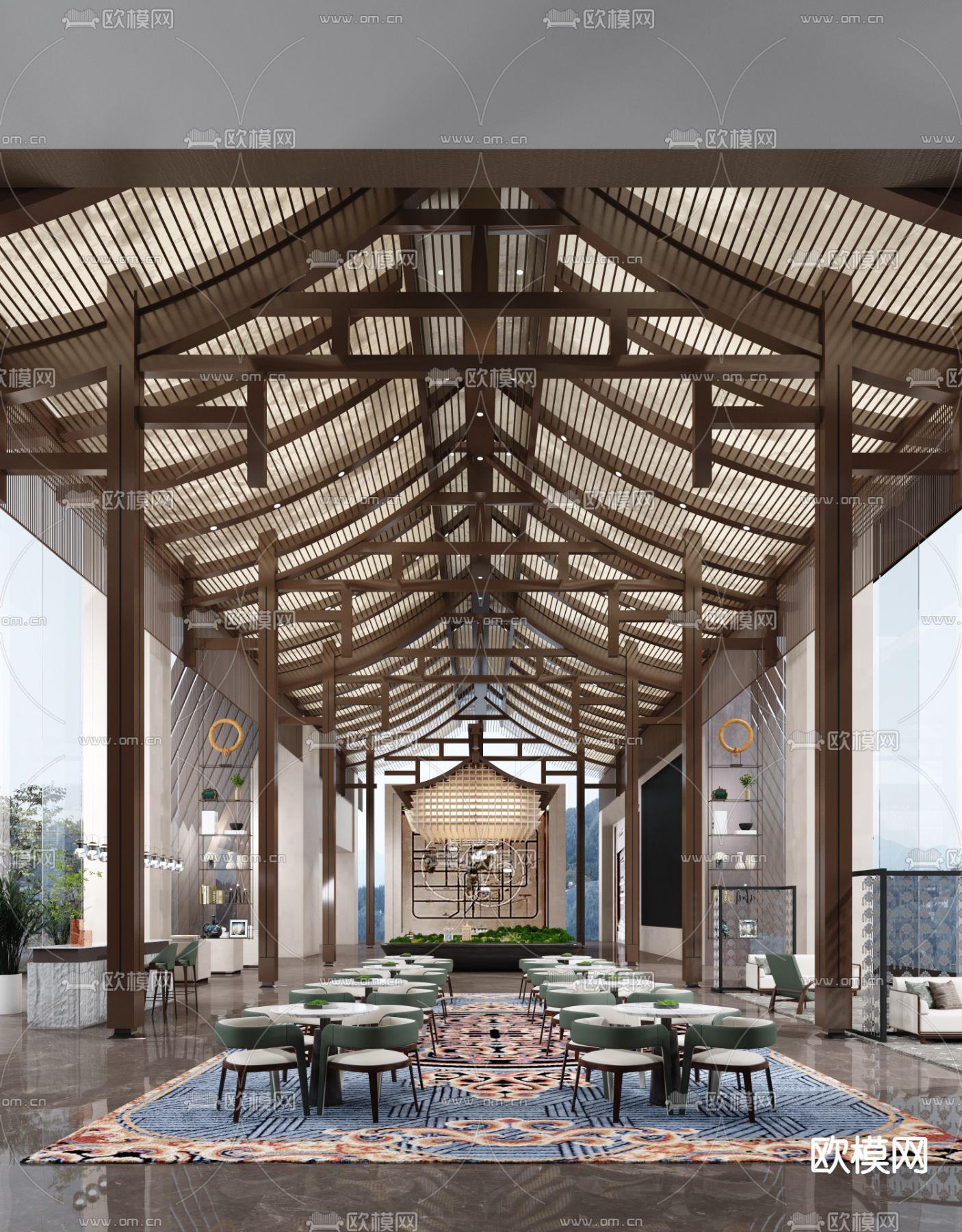 树美设计 万达·贵阳小关售楼处3d模型下载（渲染图1）