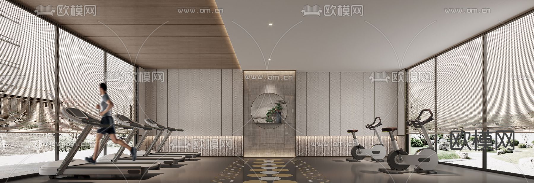 新中式健身会所3d模型下载（渲染图1）