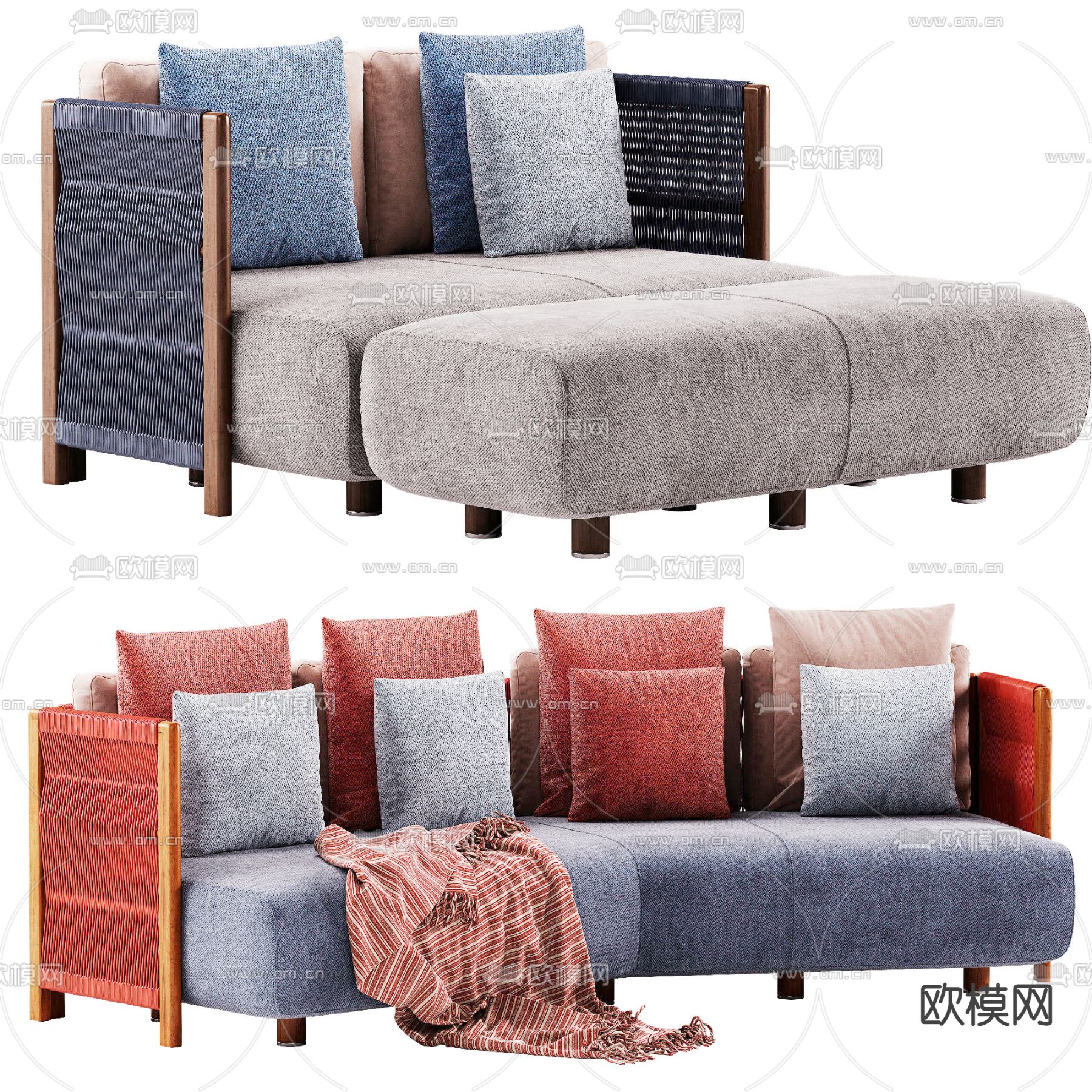 B&B Italia 现代布艺多人沙发3d模型下载