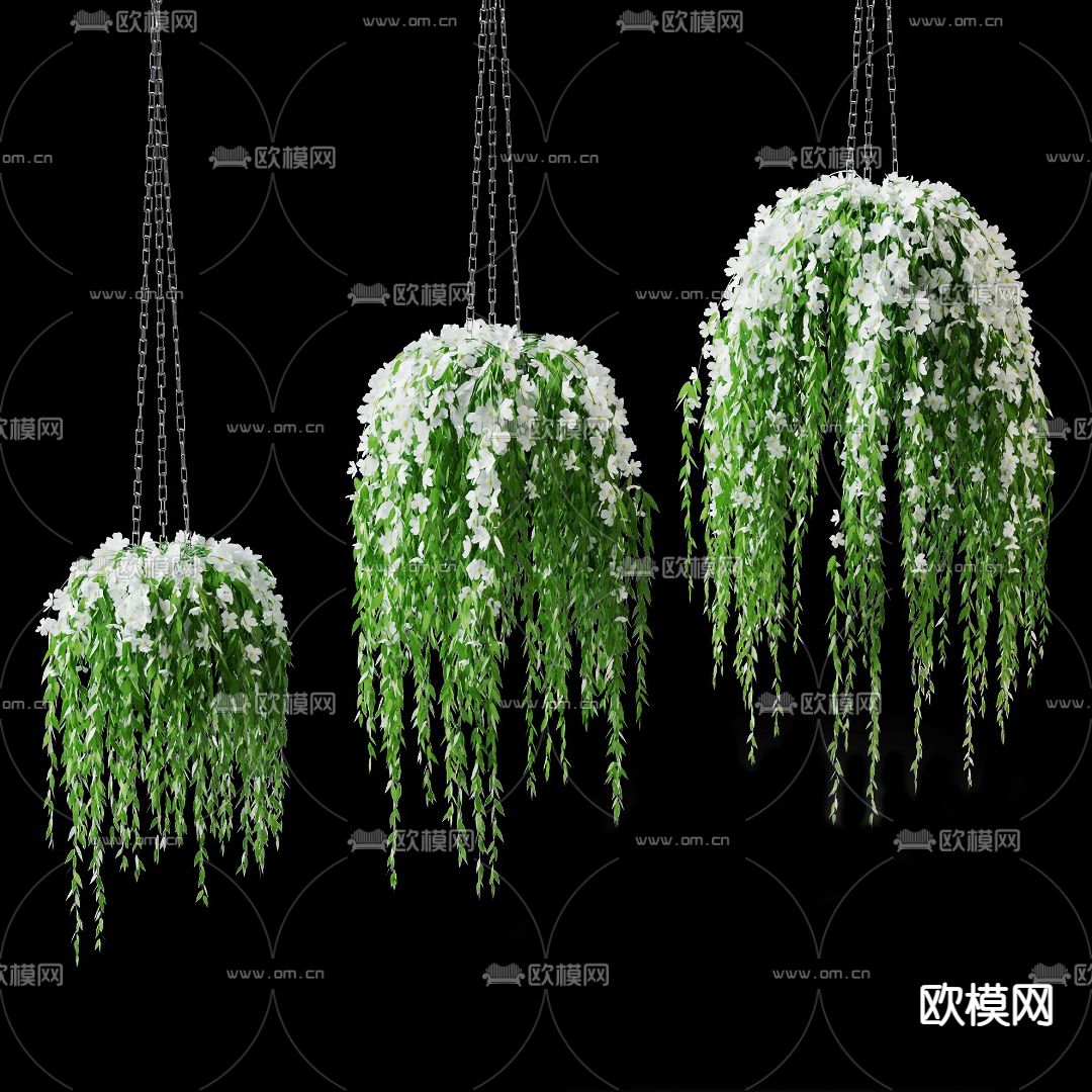 现代吊篮盆栽su模型