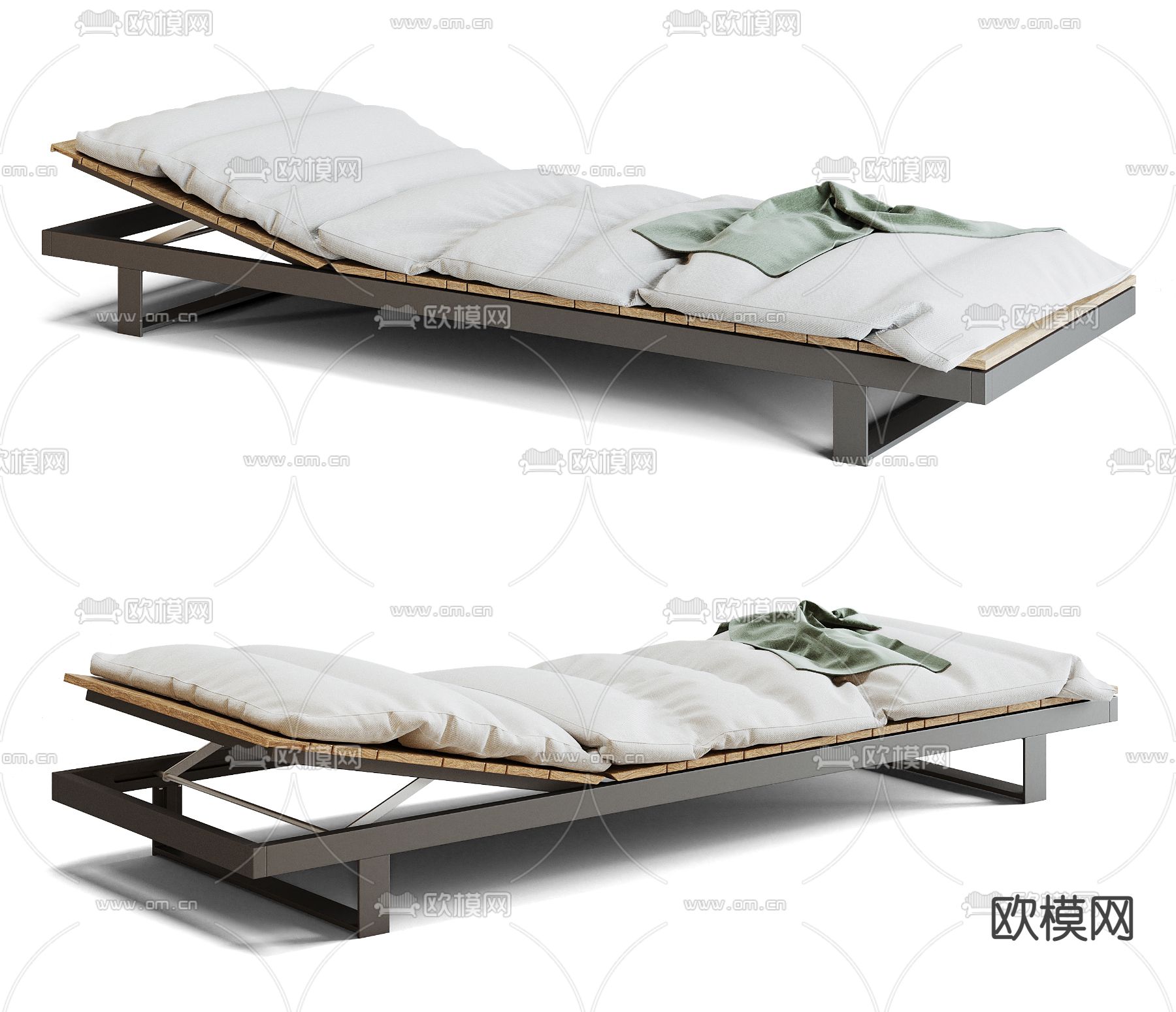 现代布艺户外躺椅3d模型下载（渲染图1）