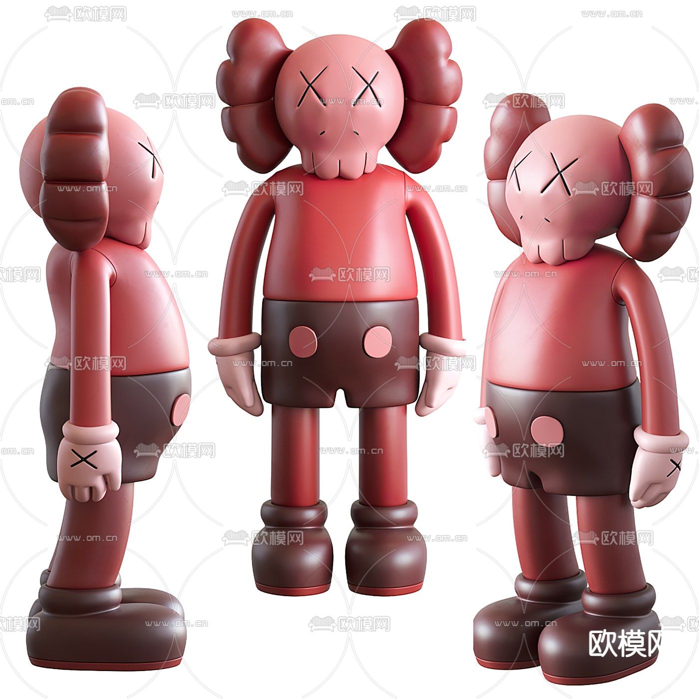 现代kaws潮玩雕塑3d模型下载（渲染图1）