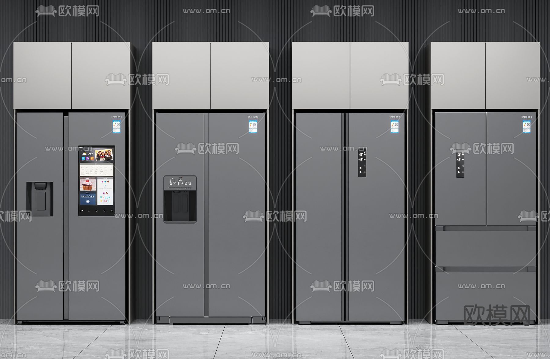 现代冰箱柜高柜3d模型下载