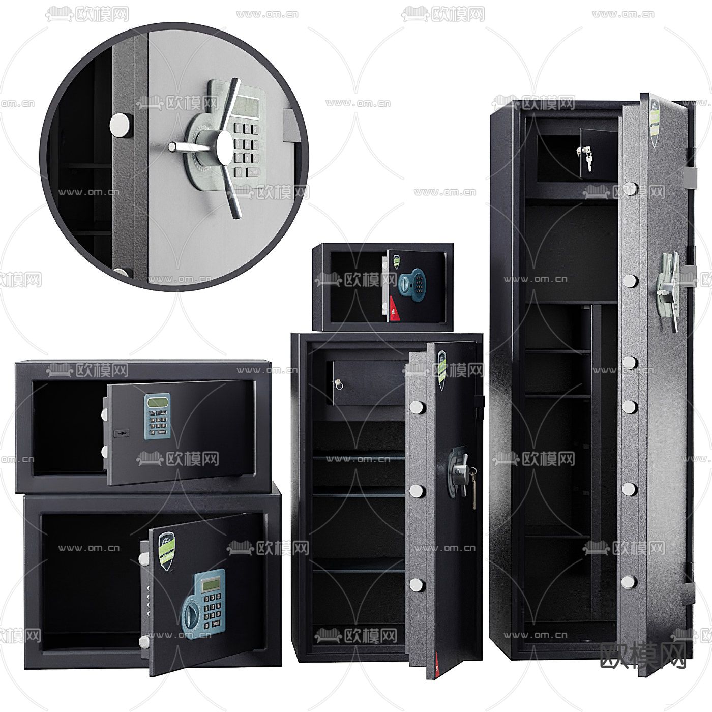 现代保险柜保险箱保险设备3d模型下载（渲染图1）