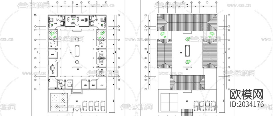 郊區(qū)四合院CAD施工圖下載(渲染圖4)