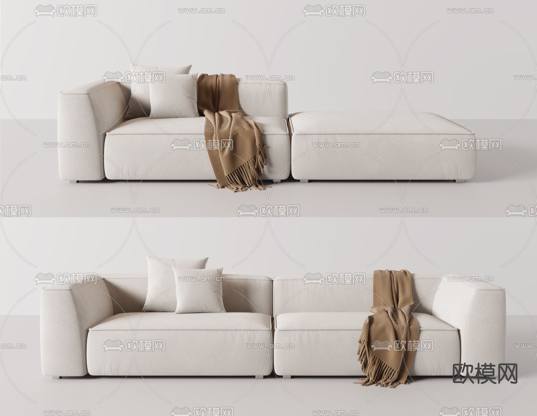 现代多人沙发su模型下载（渲染图1）