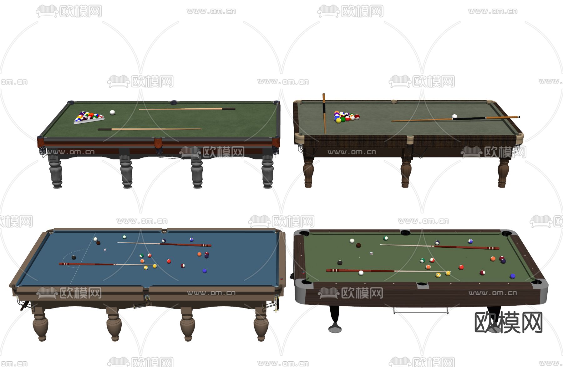 现代桌球台球桌su模型下载（渲染图2）