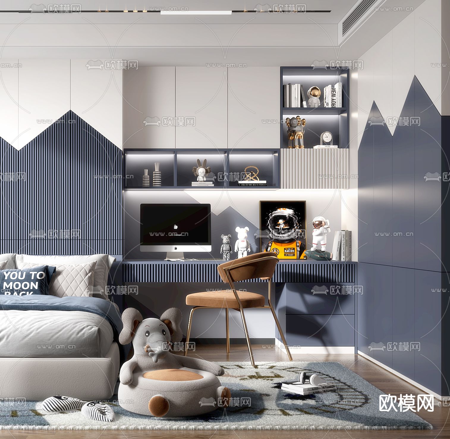 现代儿童房3d模型下载（渲染图3）