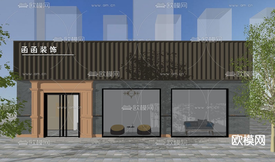 现代门头门面外立面su模型下载_ID11877521_sketchup模型下载-欧模网