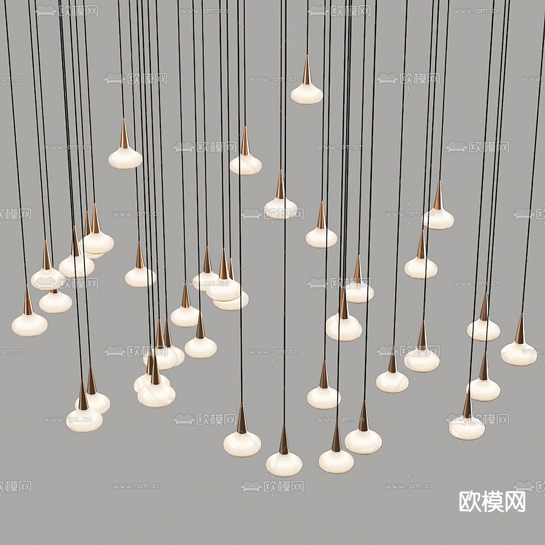 现代金属装饰吊灯3d模型下载（渲染图4）