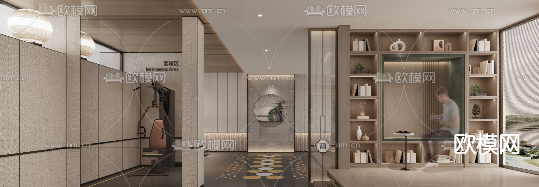 新中式健身会所3d模型下载（渲染图6）