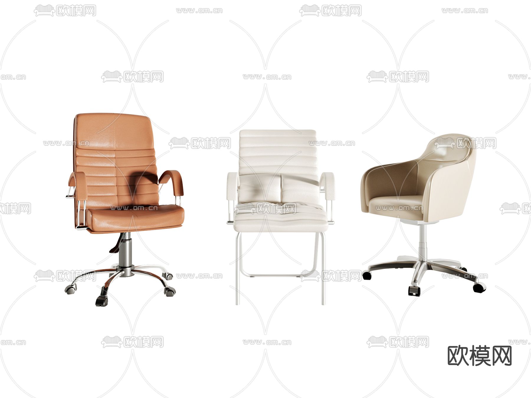 现代皮革办公椅班前椅3d模型下载