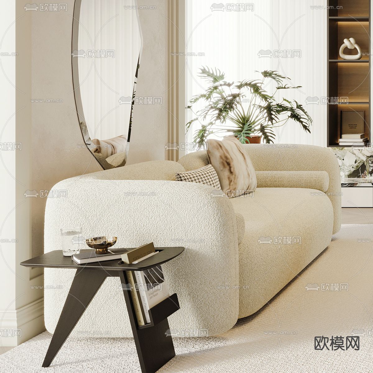 简欧客厅3d模型下载（渲染图3）