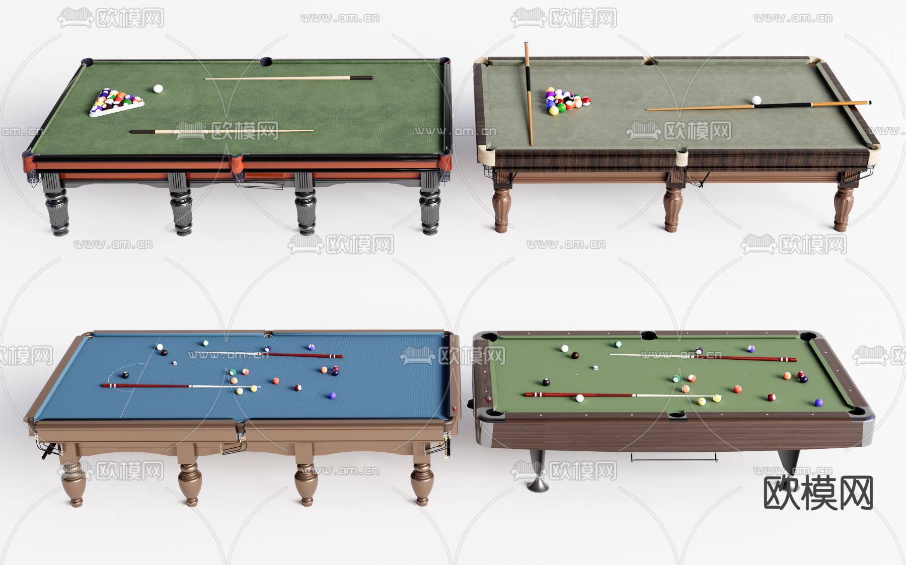 现代桌球台球桌su模型下载（渲染图1）