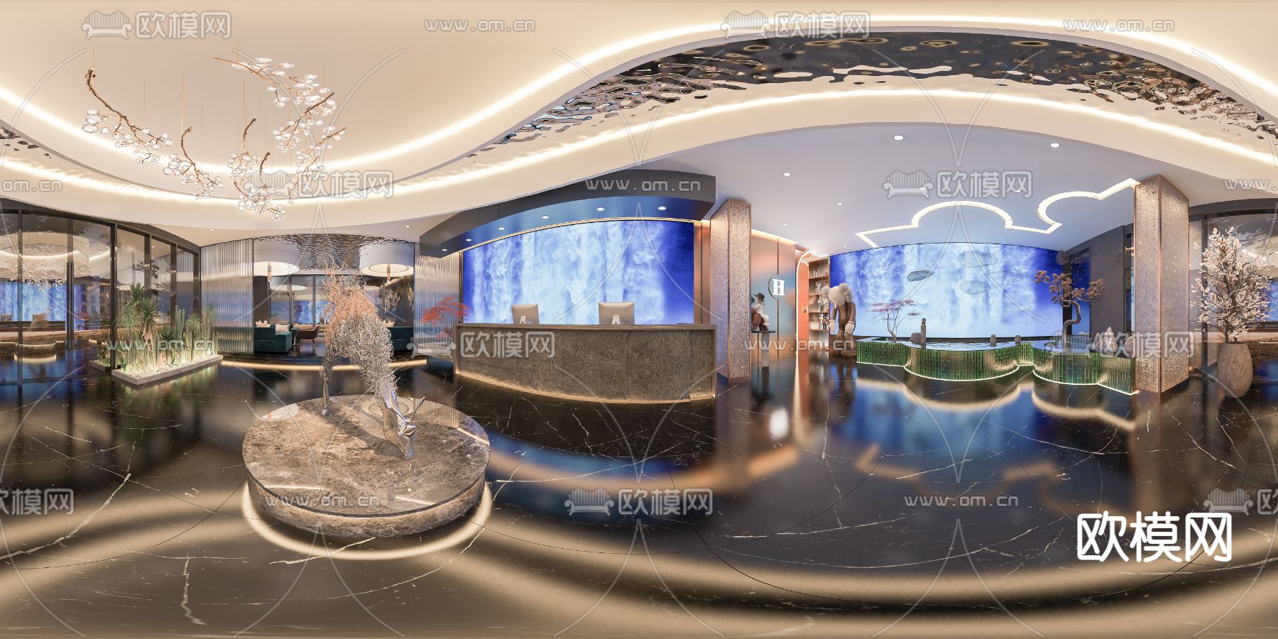 现代足浴大厅vr全景3d模型