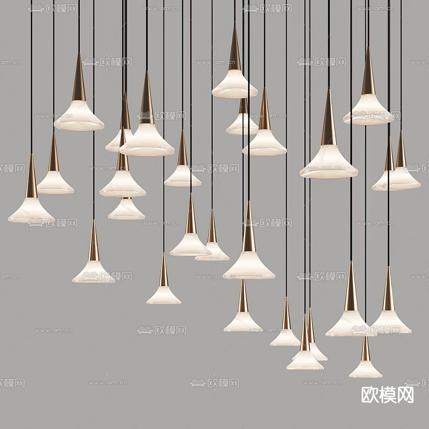 现代金属装饰吊灯3d模型下载（渲染图1）