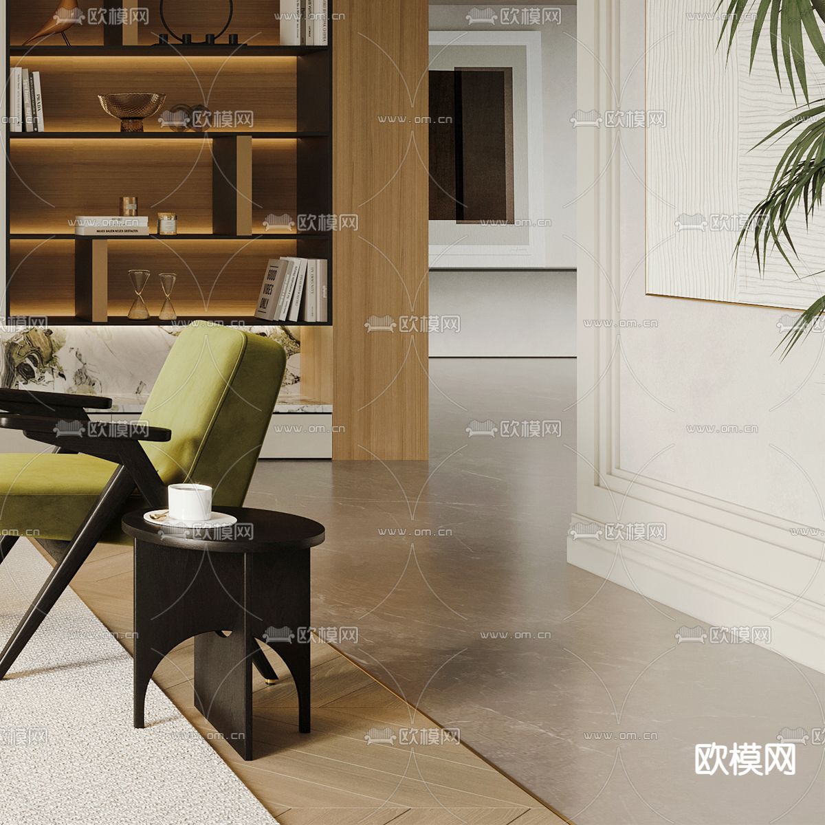 简欧客厅3d模型下载（渲染图4）