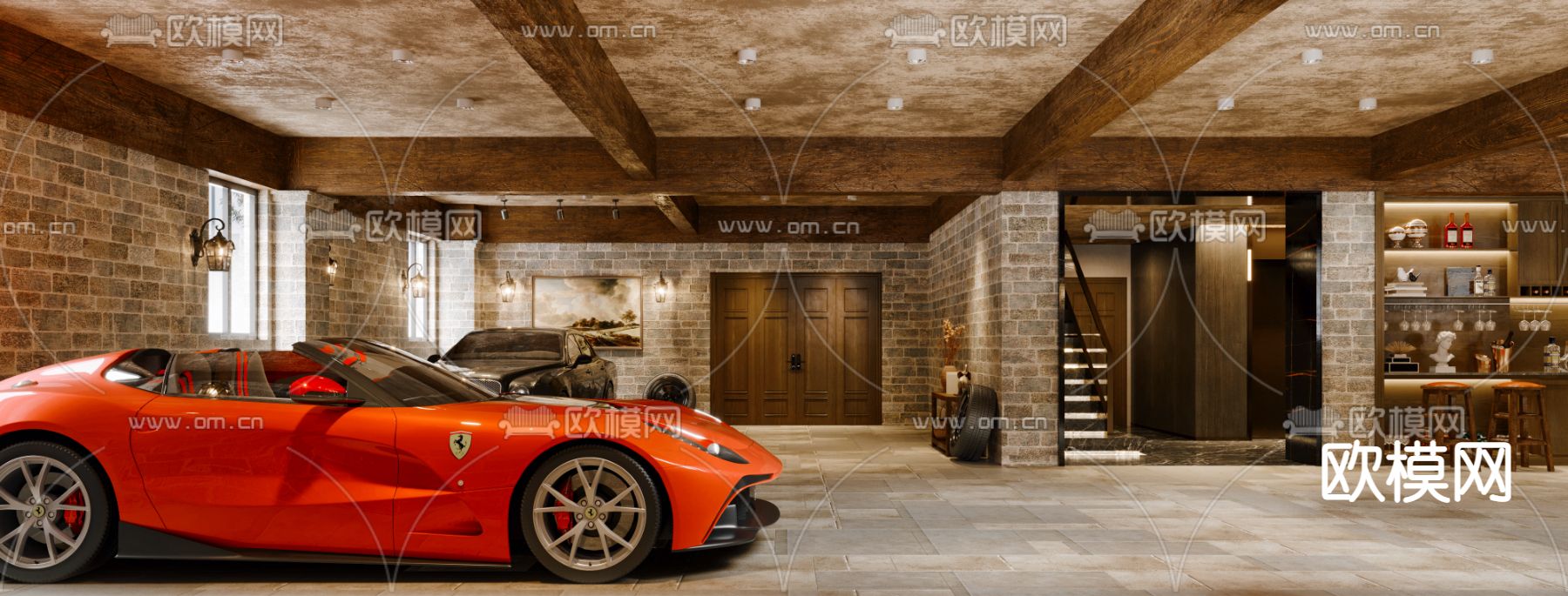 BENTLEY 工业风别墅地下车库3d模型