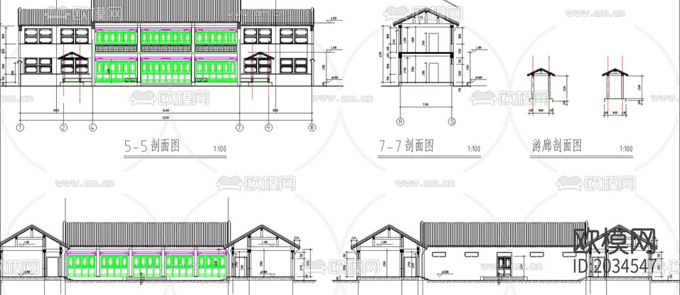 四合院CAD施工圖下載(渲染圖2)