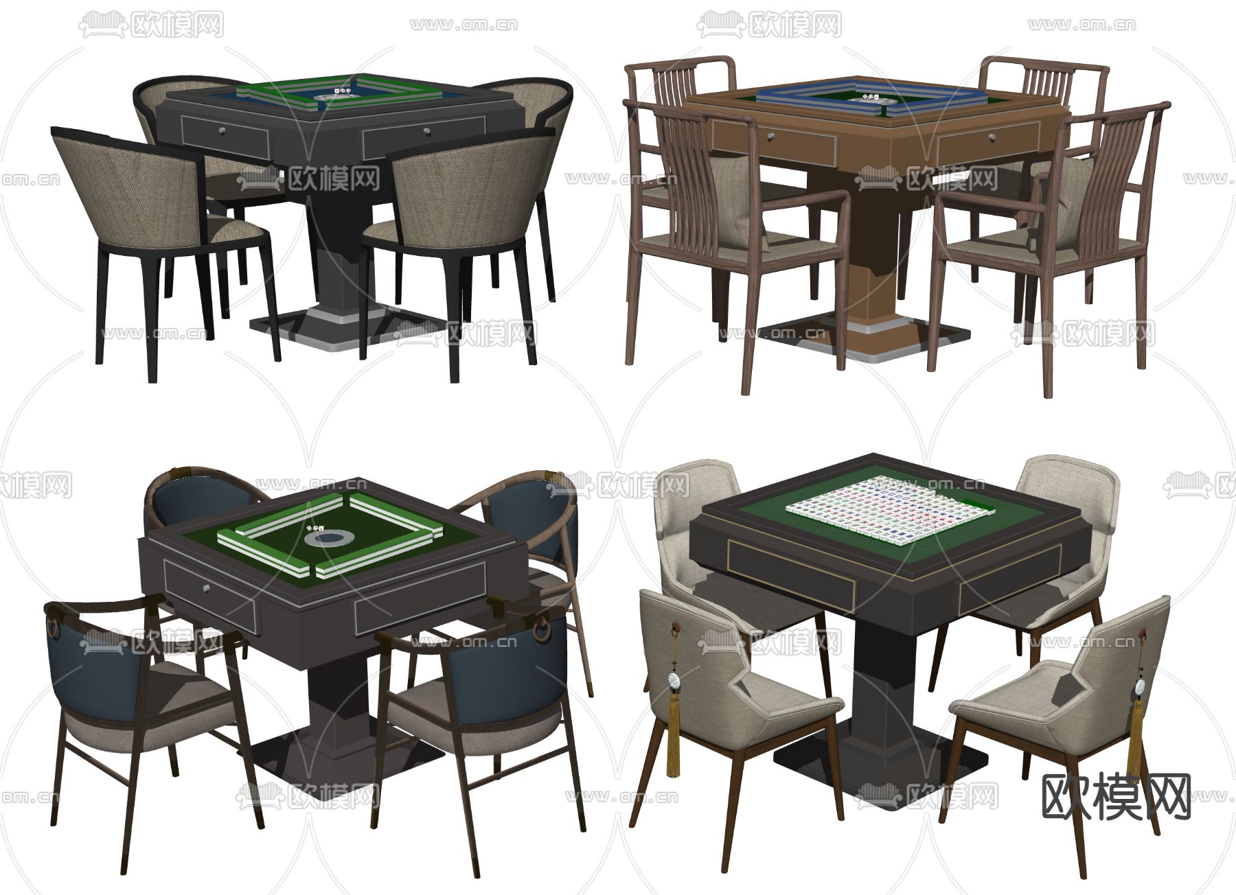 新中式麻将桌su模型下载（渲染图2）