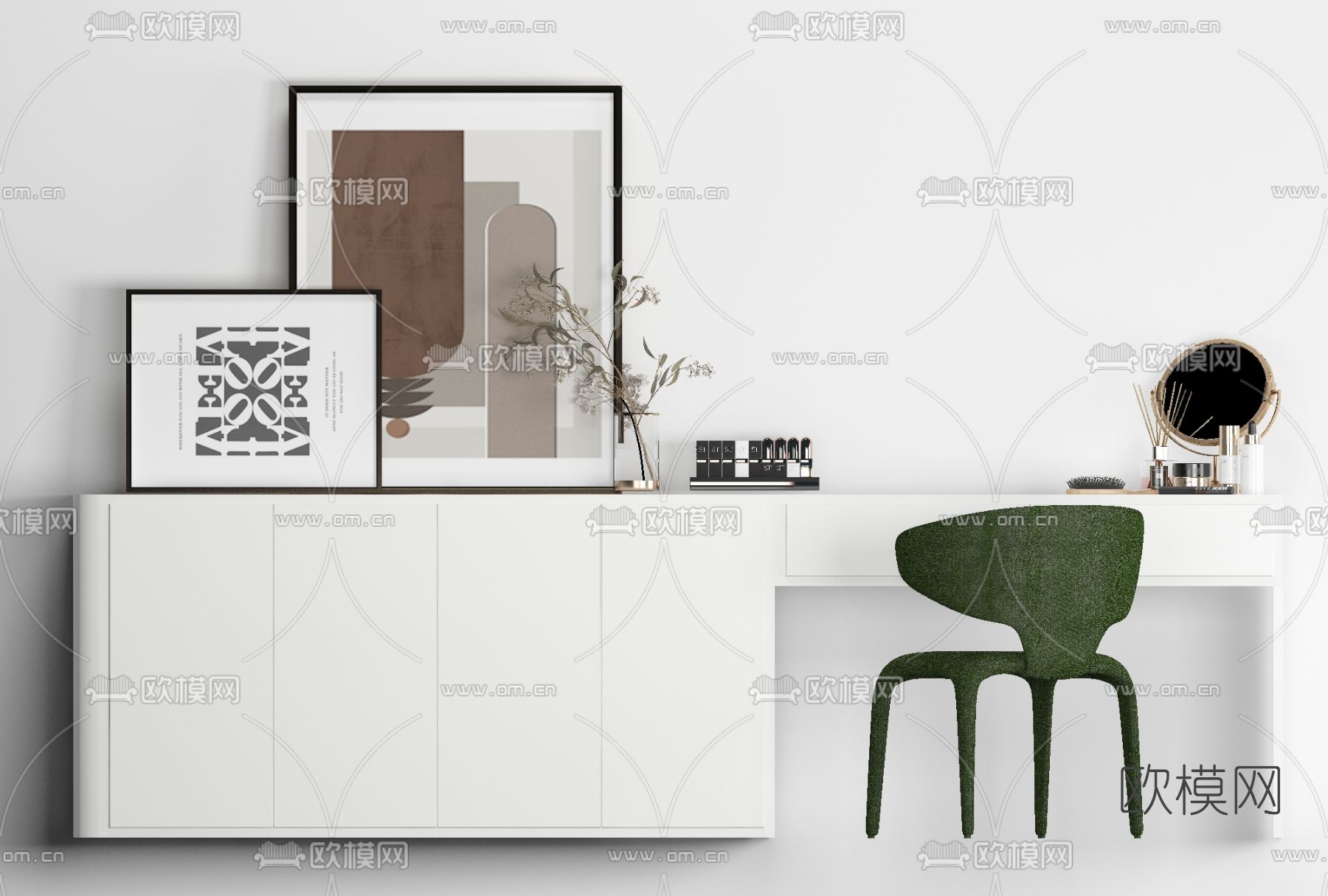 现代梳妆台免费3d模型下载