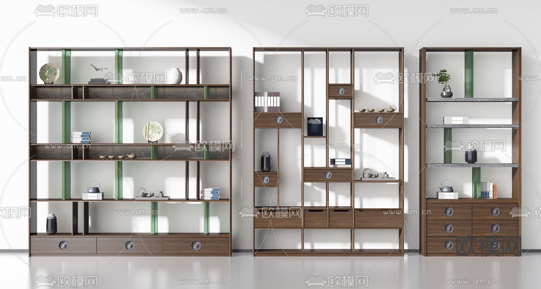 新中式博古架su模型下载（渲染图1）