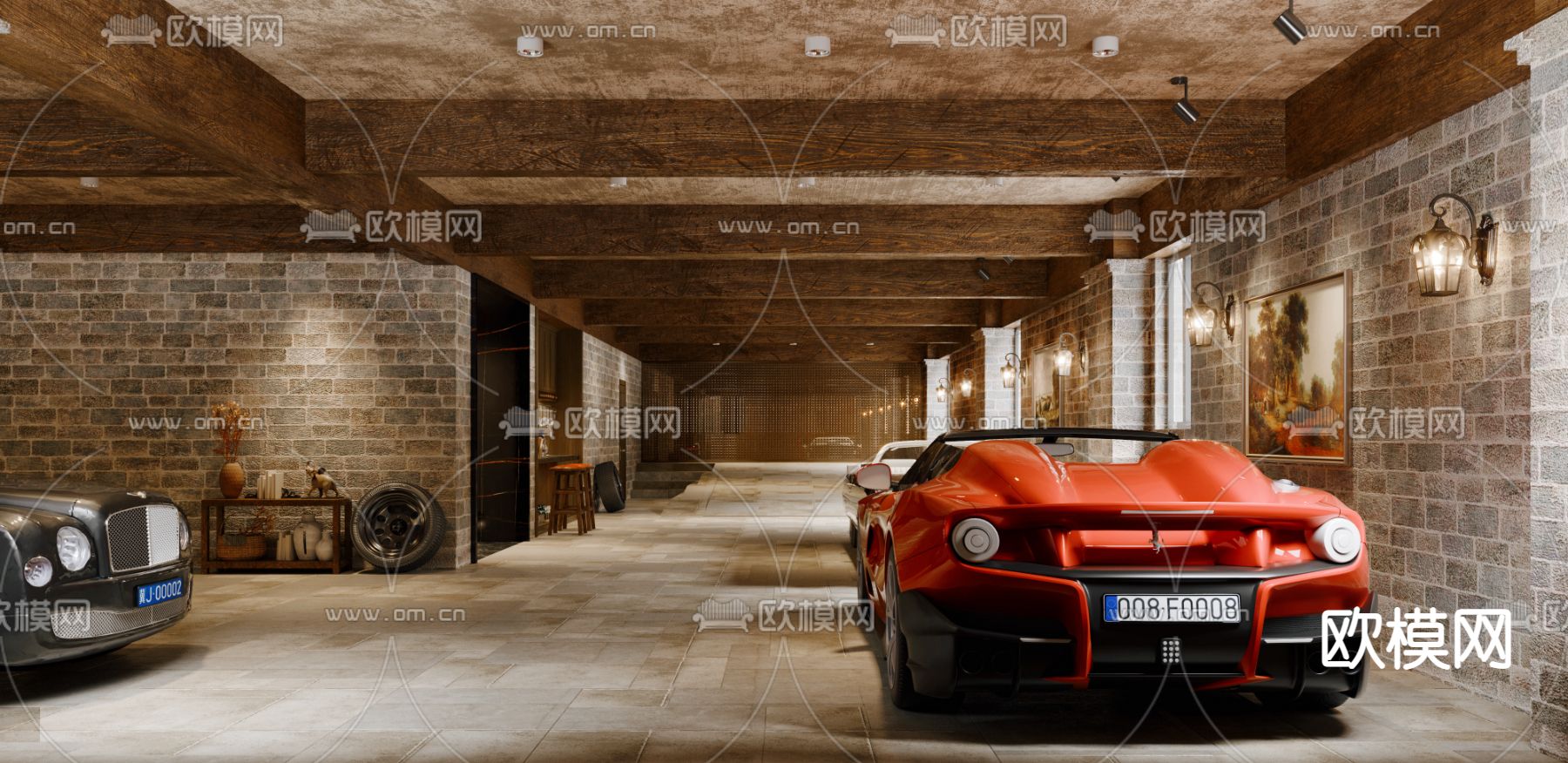 BENTLEY 工业风别墅地下车库3d模型