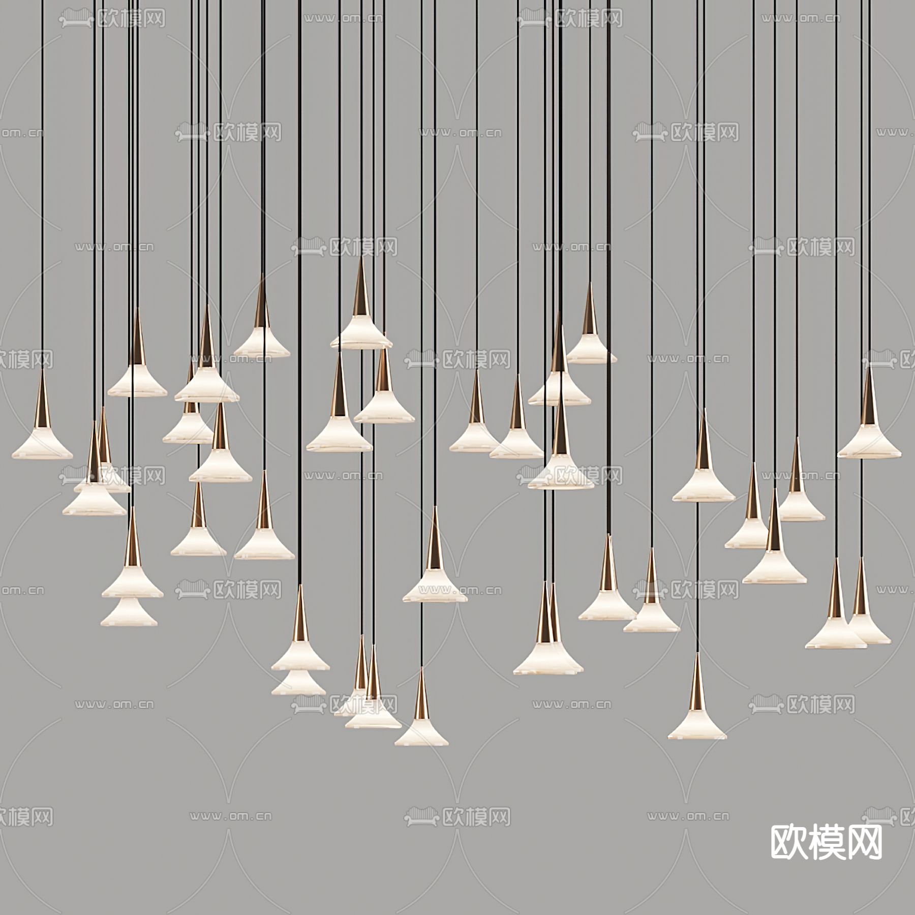 现代金属装饰吊灯3d模型下载（渲染图3）
