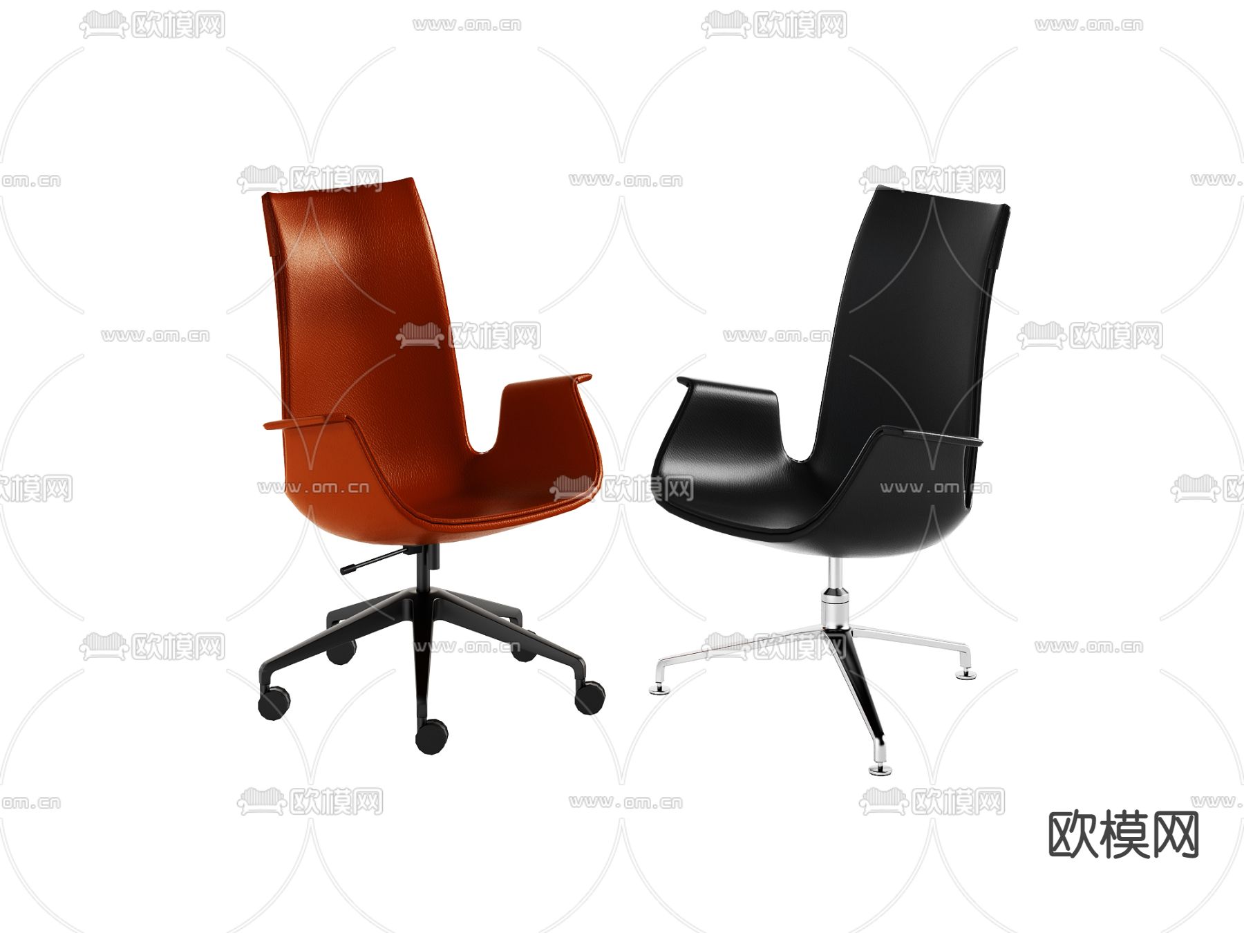 现代皮革办公椅3d模型下载