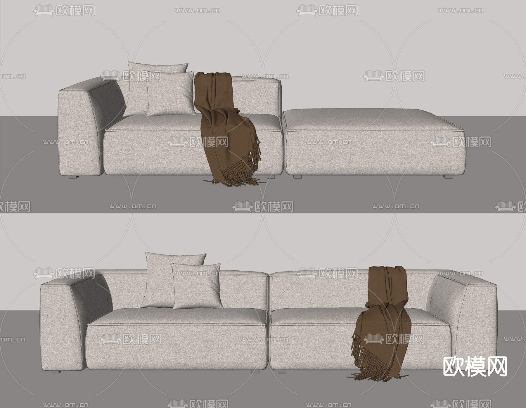 现代多人沙发su模型下载（渲染图2）