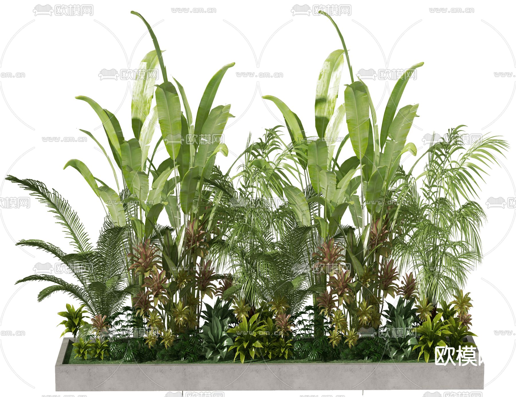 现代景观植物堆小品3d模型下载