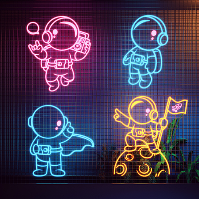 太空人霓虹灯3d模型