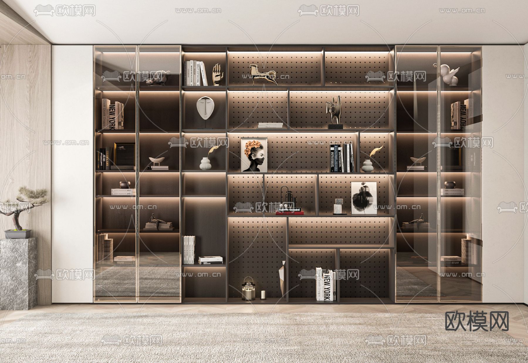 现代轻奢装饰柜3d模型下载