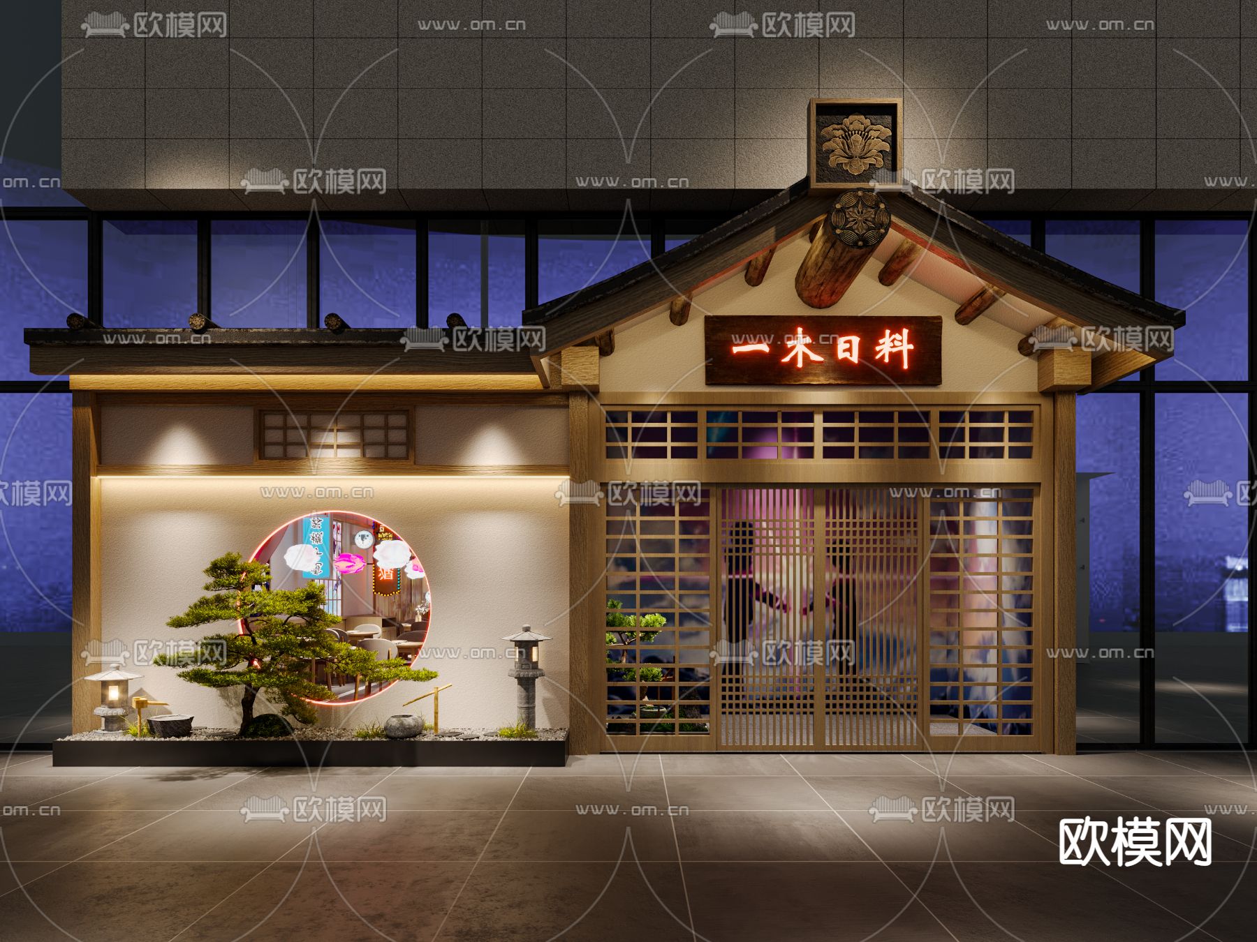 日式料理店门头3d模型下载