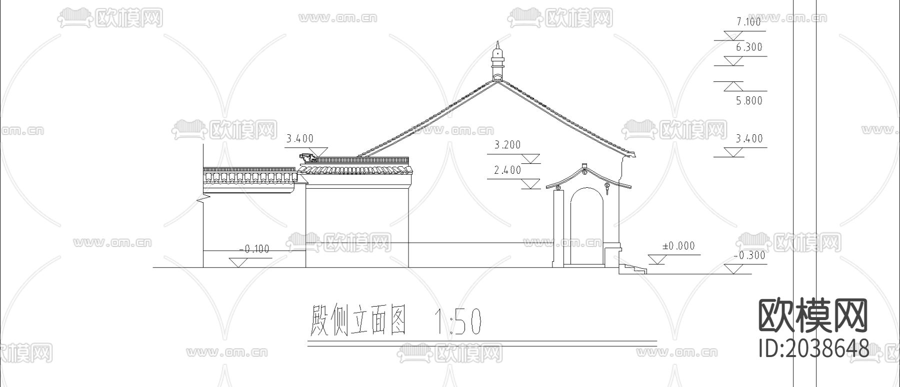 大殿平立剖面节点大样下载（渲染图2）