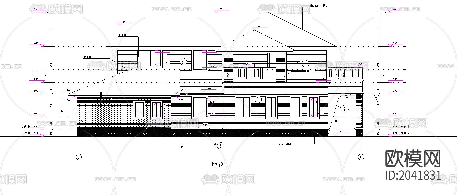 别墅建筑cad施工图下载（渲染图3）