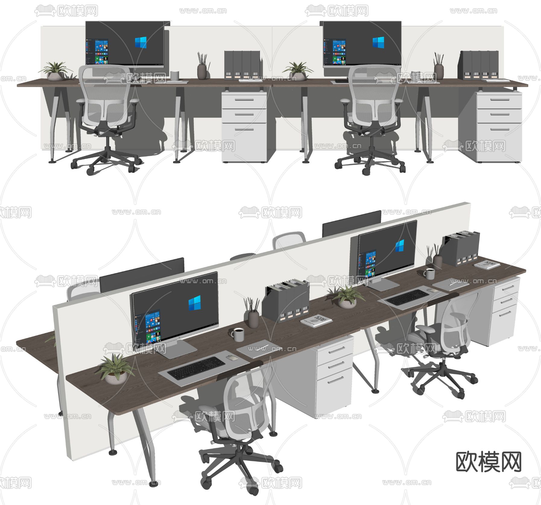 现代办公桌椅su模型