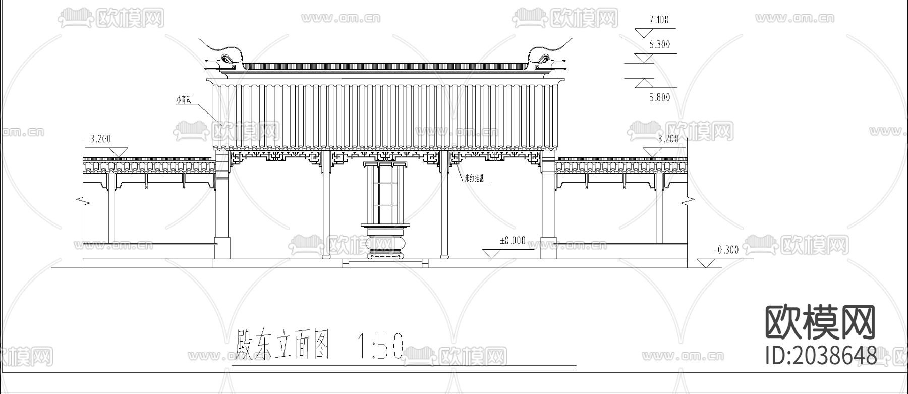 大殿平立剖面节点大样下载（渲染图3）