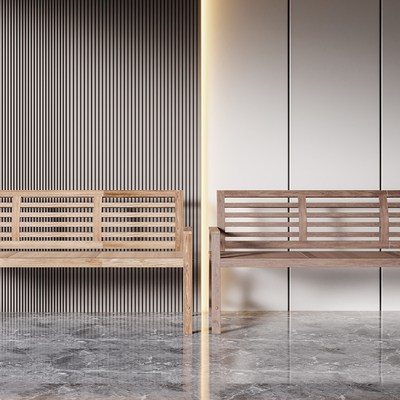  现代户外公园长椅su模型 