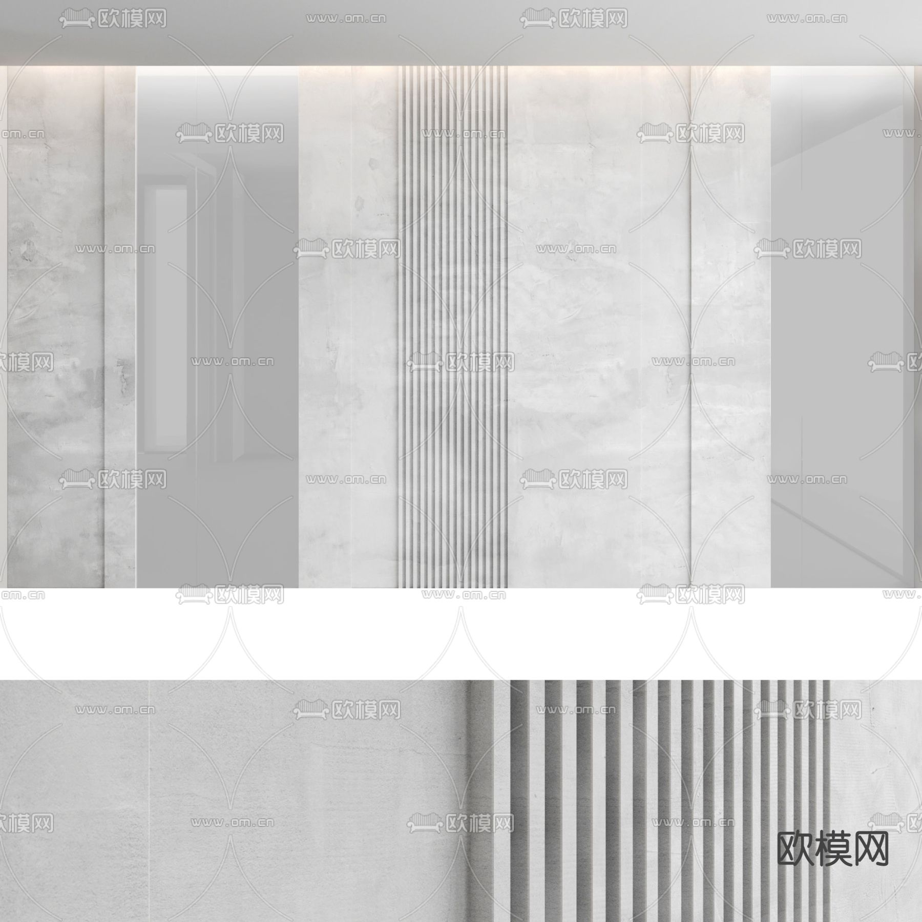 现代实木护墙板3d模型下载（渲染图3）