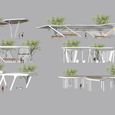 现代亭子su模型