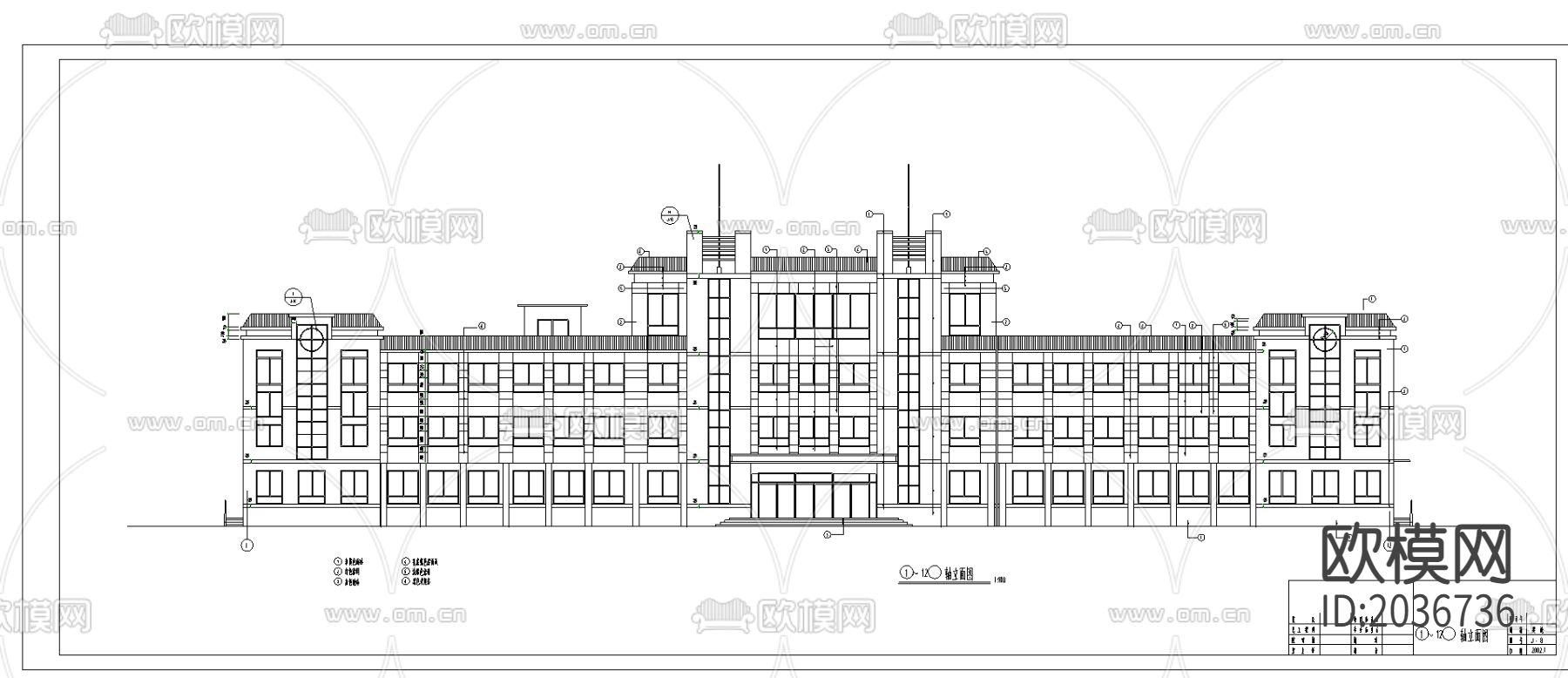 教学楼建筑cad施工图下载（渲染图1）
